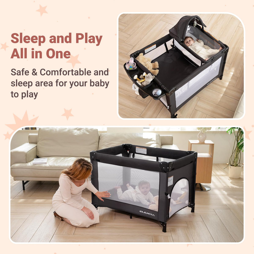 5 in 1 Adjustable Foldable Playard with Changing Table B351