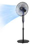 16" Oscillating Pedestal Stand Up Fan, Adjustable Height, Ultra Quiet DC Motor, Remote Control, 12 Speed, Black Y9842