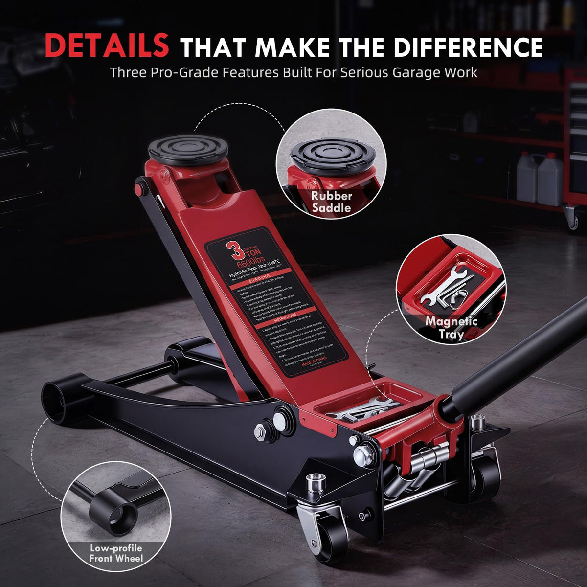 3 Ton Low Profile Hydraulic Floor Jack O374345