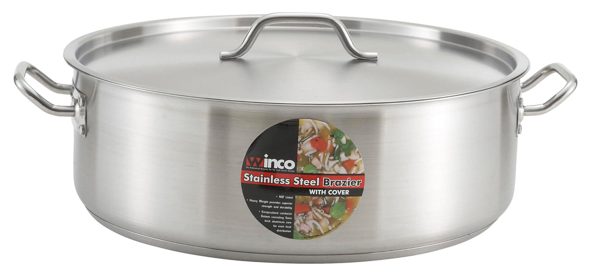 30 qt Stainless Steel Brazier with Lid J873431
