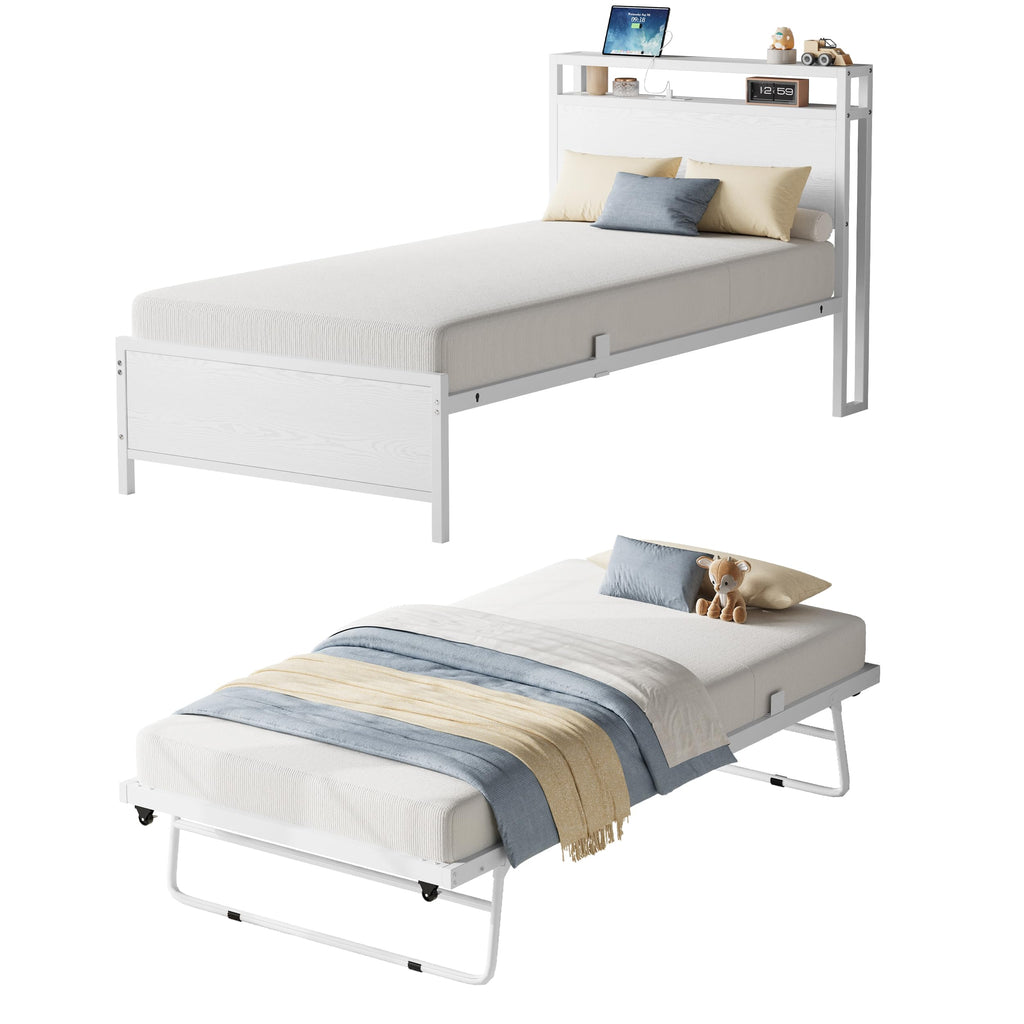 Twin Daybed with Trundle Bed and Storage Headboard U364200