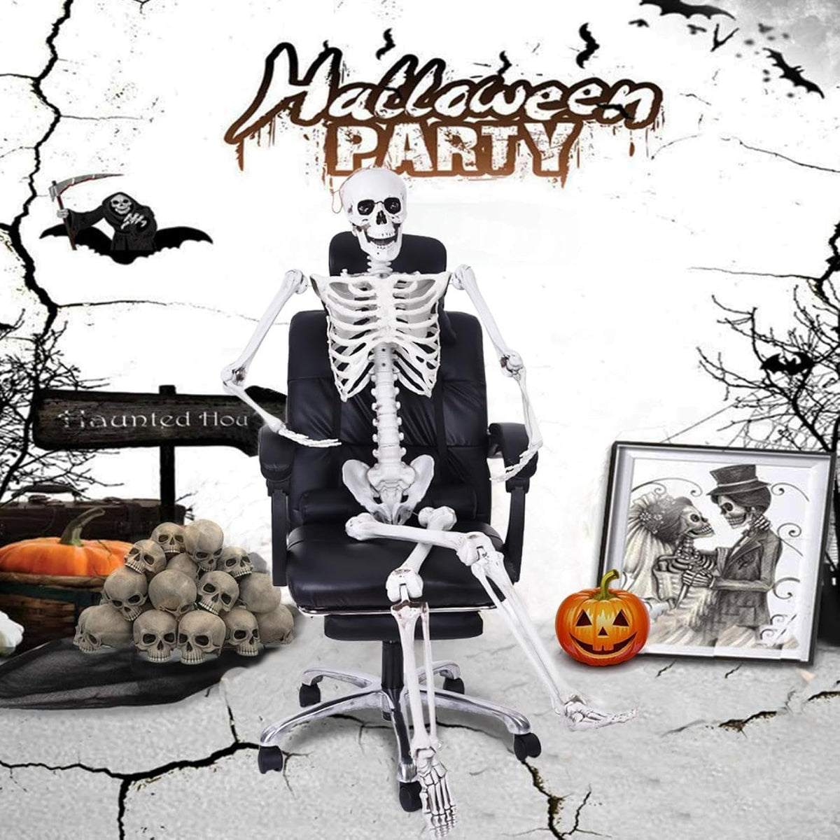 5.4Ft Posable Life Size Full Body Skeleton with Movable Joints I4396
