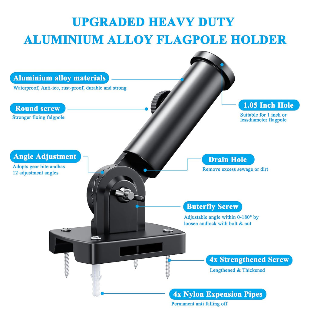 Adjustable Heavy Duty Aluminum Flag Pole Holder W760
