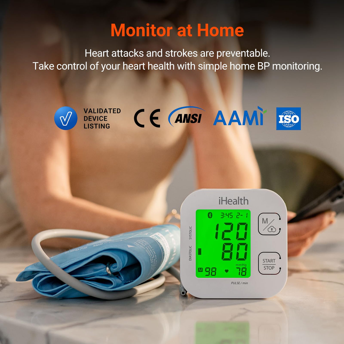 Upper Arm Blood Pressure Monitor with Wide-Range Cuff V2281