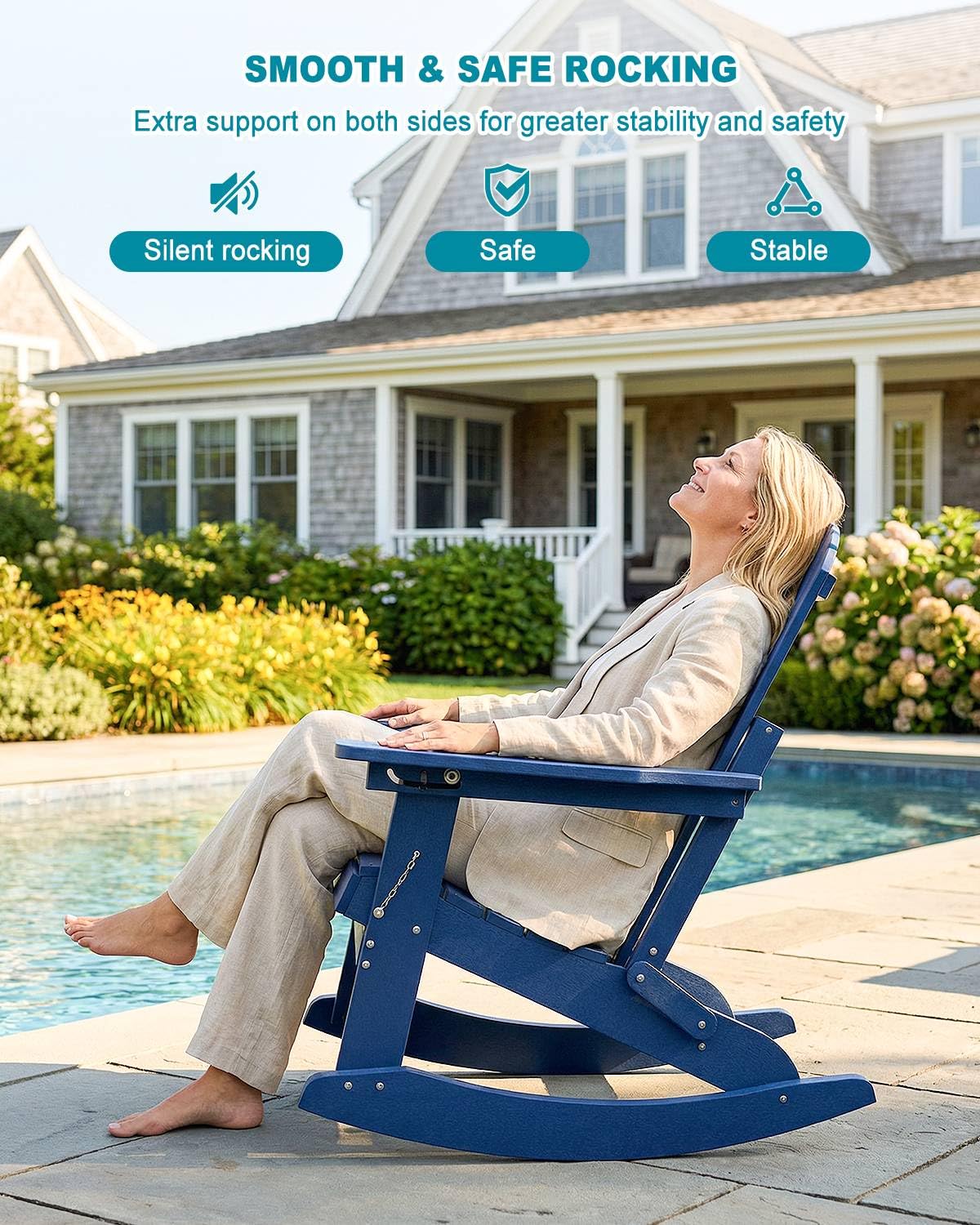 Folding Adirondack Rocking Chair with Ottoman P9803