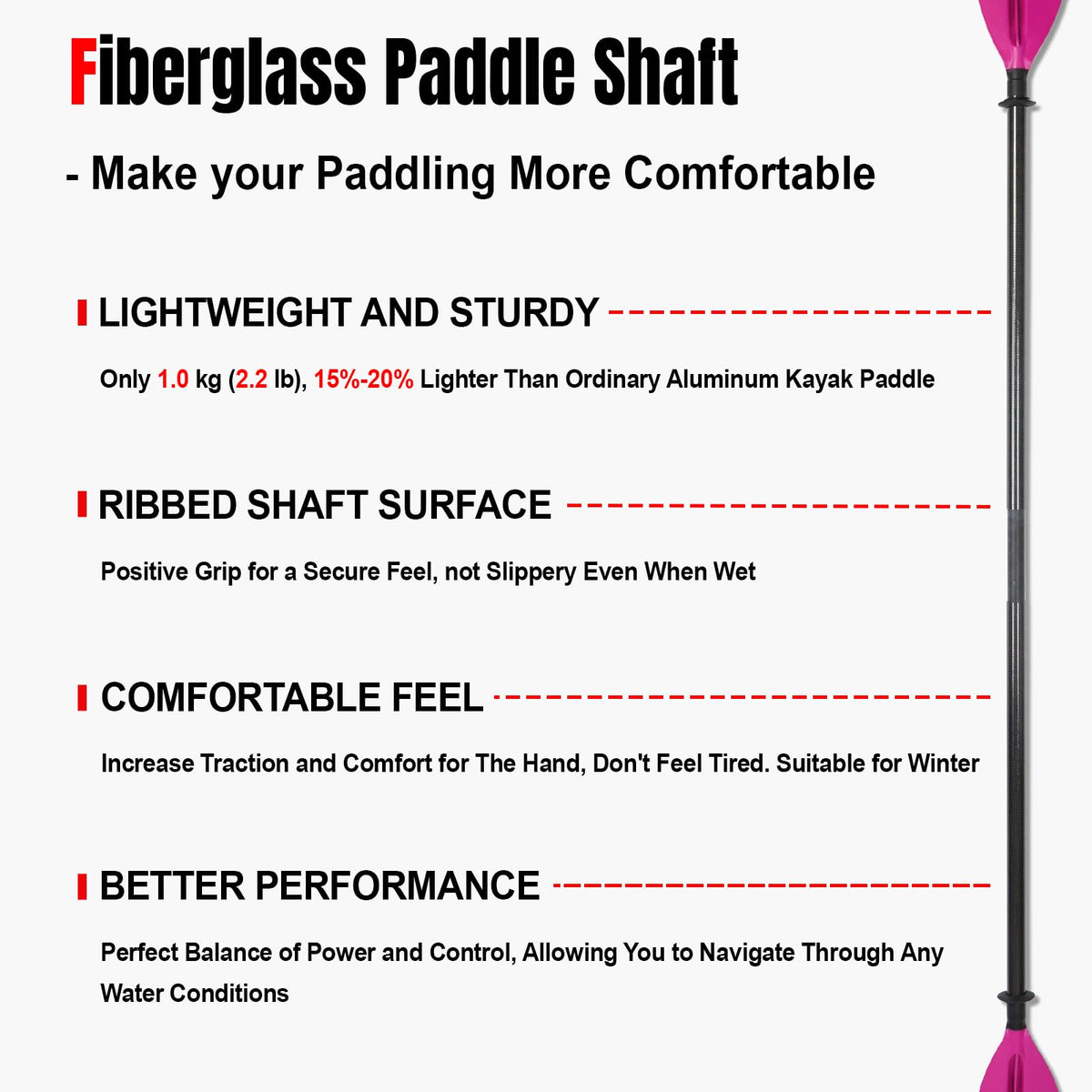 Adjustable Fiberglass Shaft PP Blade Kayak Paddle L9108