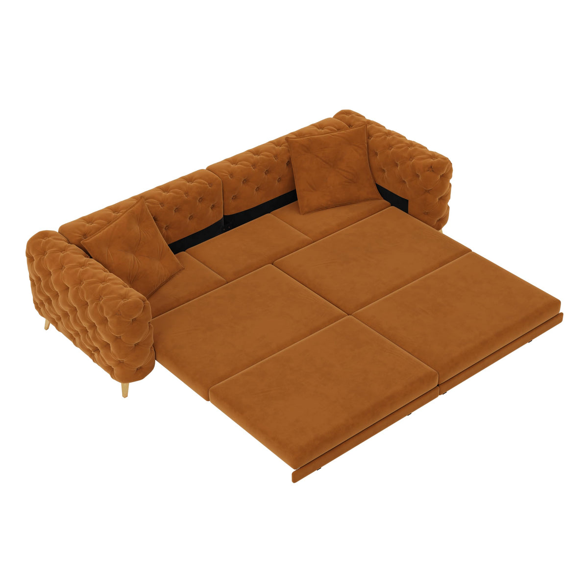 Orange Velvet 3 in 1 Convertible Sleeper Sofa V7939