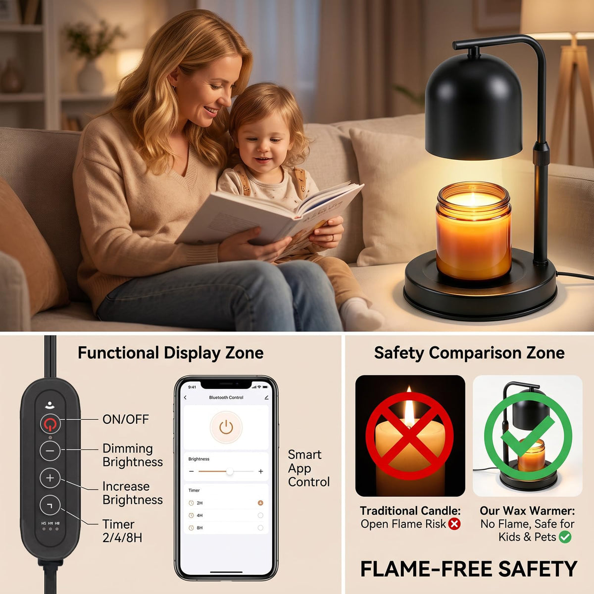 Adjustable Height App Controlled Candle Warmer Lamp with Timer C288734