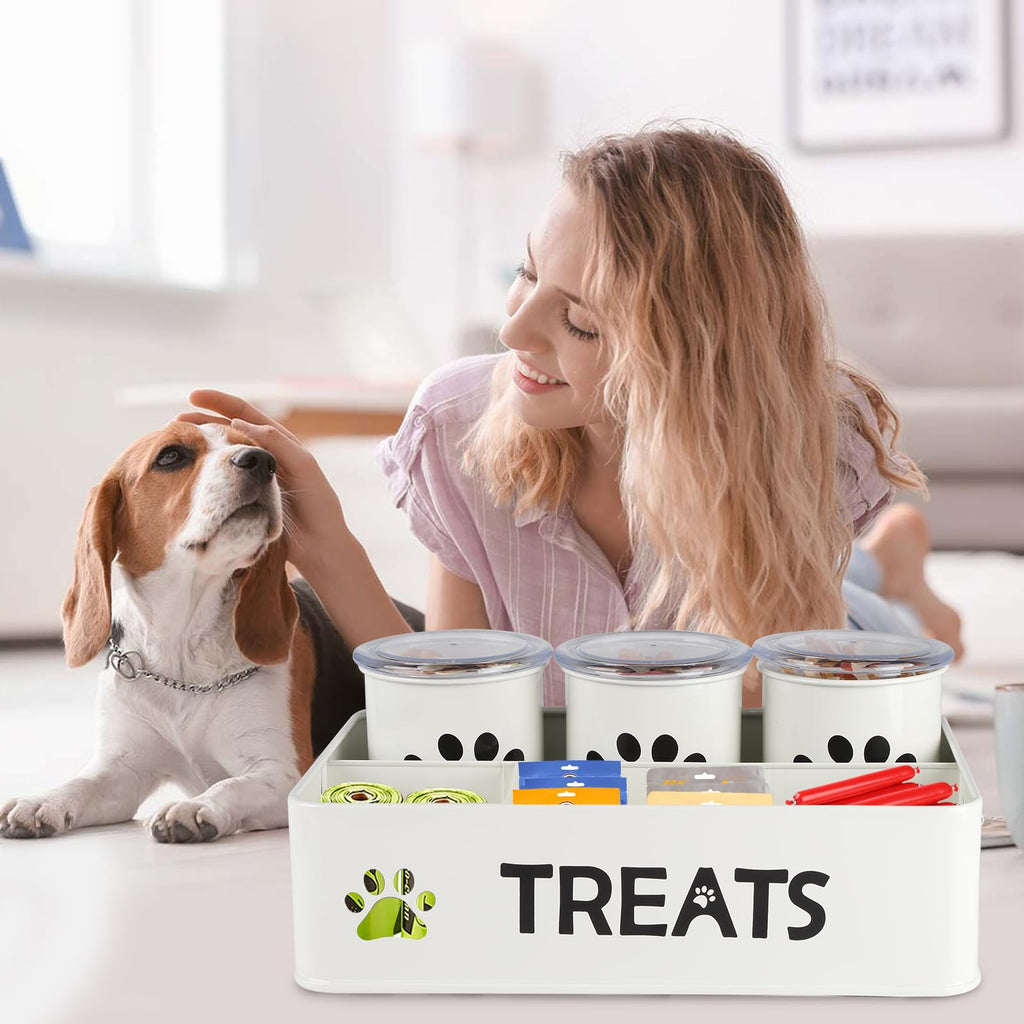 28oz Metal Dog Treat Container Set of 3 White X351