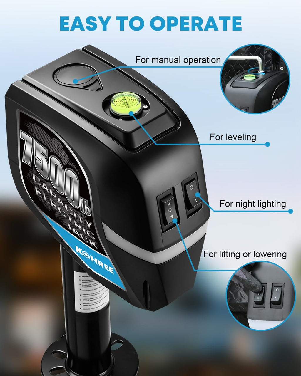 7500lbs Electric Trailer Jack with 7 Way Plug Z9049