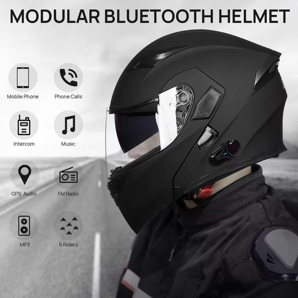 Bluetooth Modular Flip up Full Face Motorcycle Helmet E29331