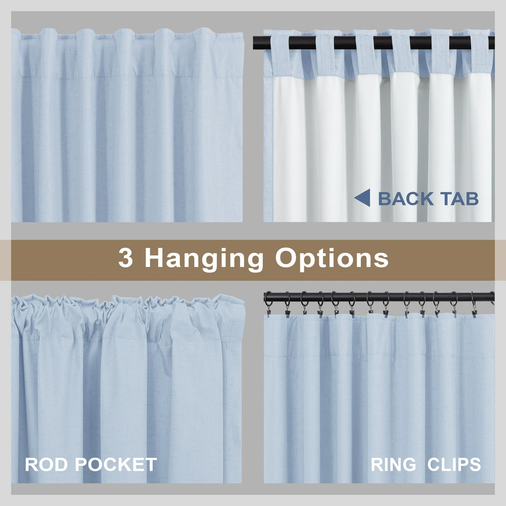 Light Blue Linen 108 Inch 2 Panel Curtain Set F103537