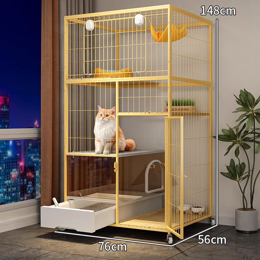 Indoor Cat House with Litter Box Enclosure with Wheels B472