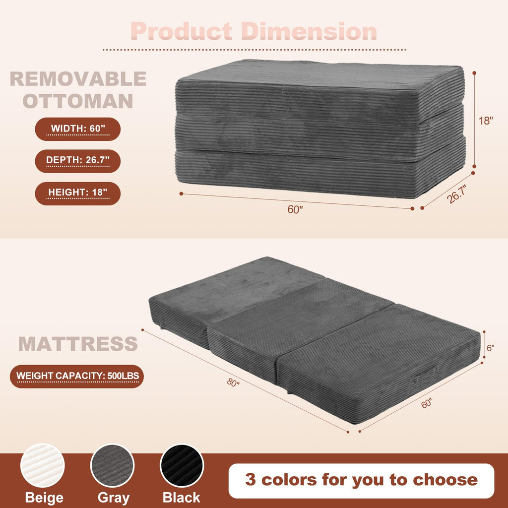 6-Inch Tri-Fold Foldable Mattress T998