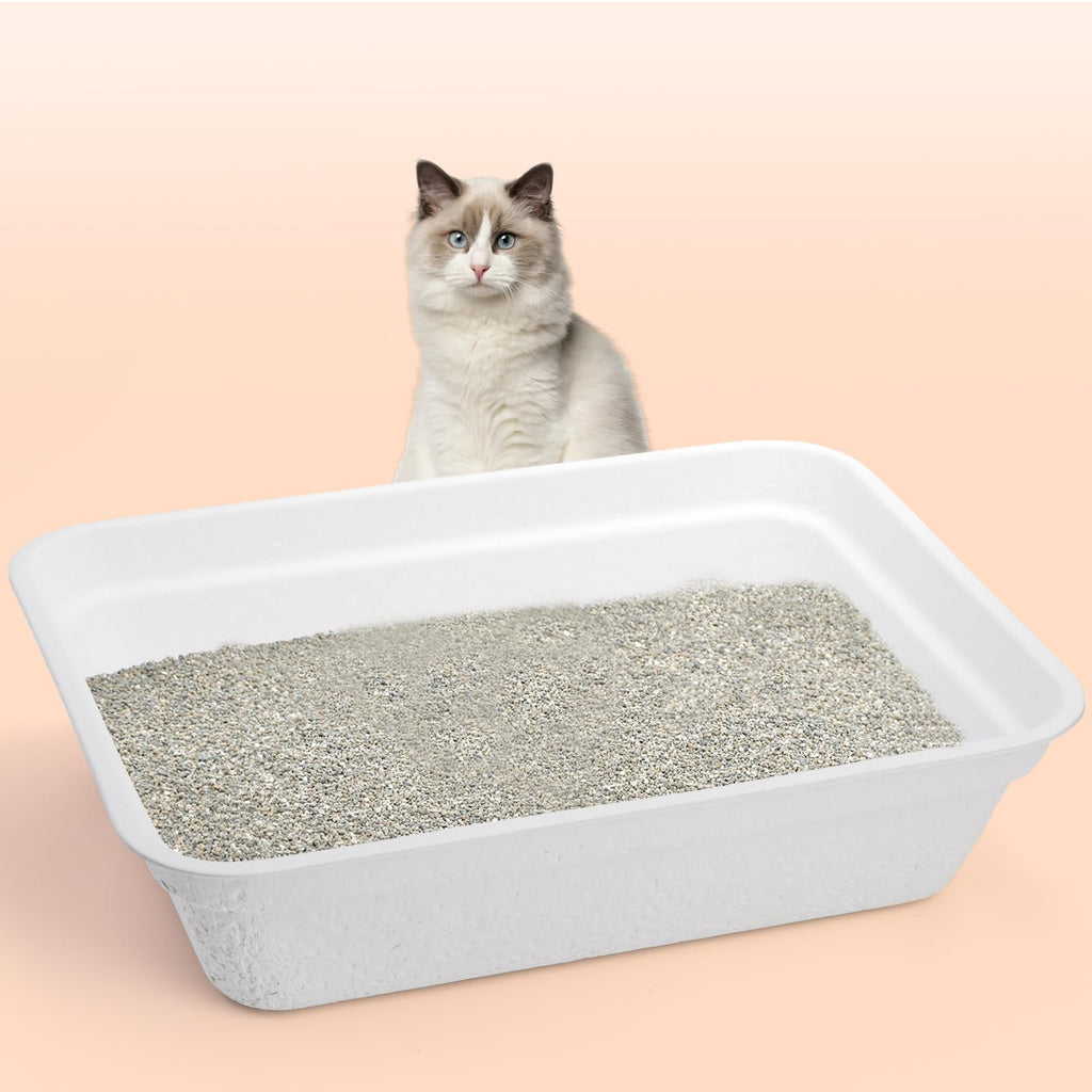 8 Pack White Cardboard Disposable Cat Litter Boxes D1935