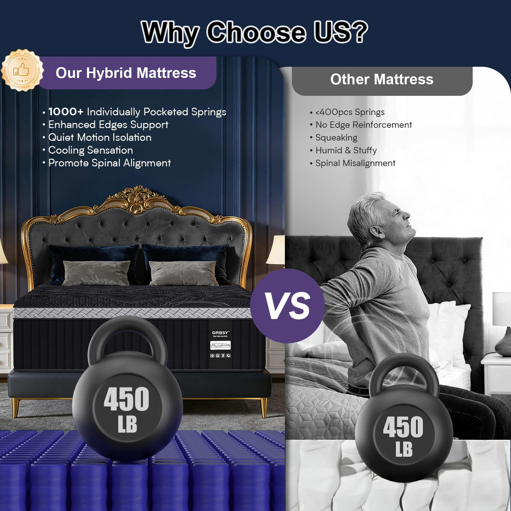 16 Inch Queen Size Hybrid Mattress in a Box O1341