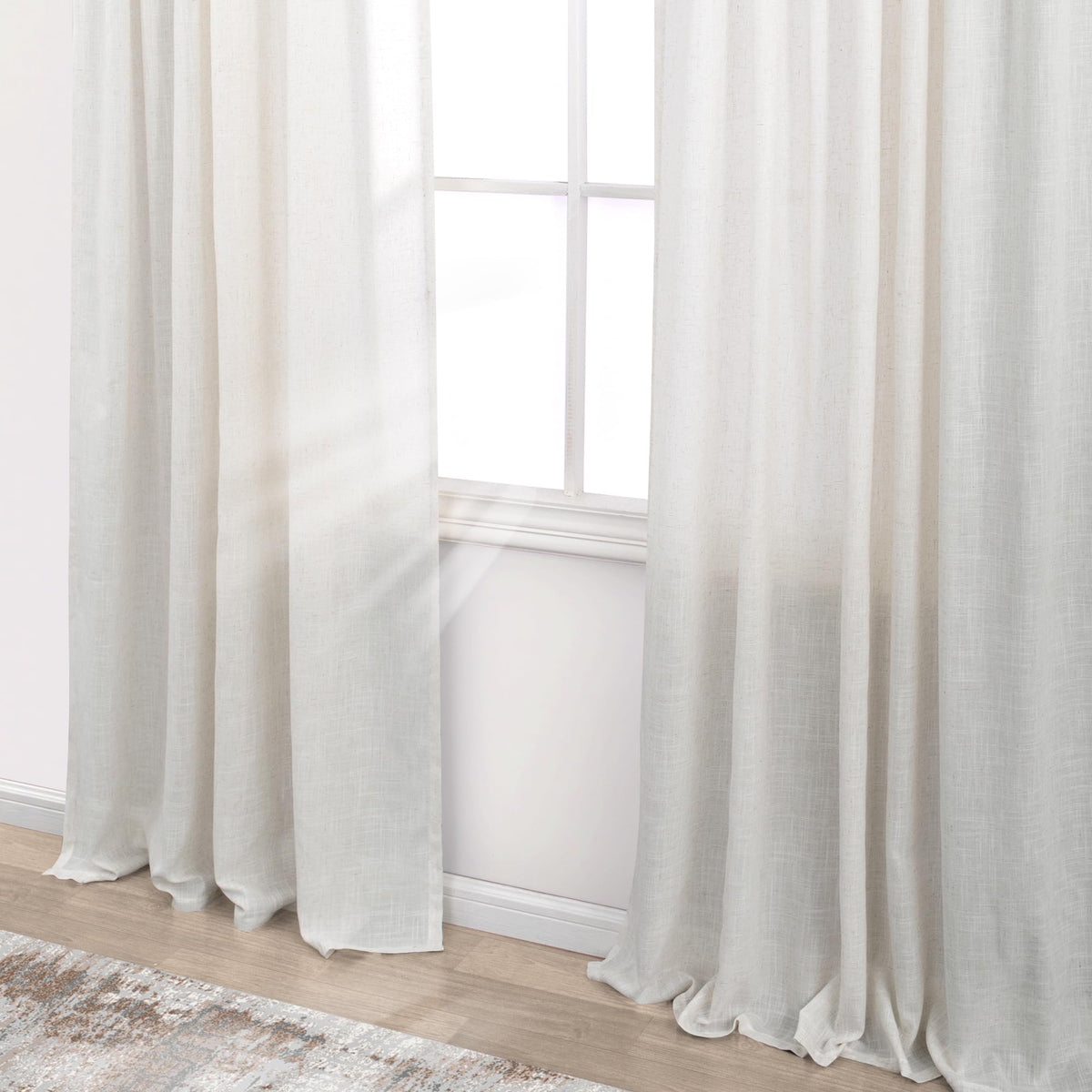 72 Inch Wide Linen Sheer Curtains, 84 Inch Long, 2 Panels Set Y765327