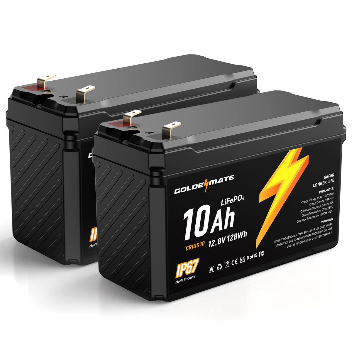 12V 10Ah Lithium LiFePO4 Battery 2 Packs C82140