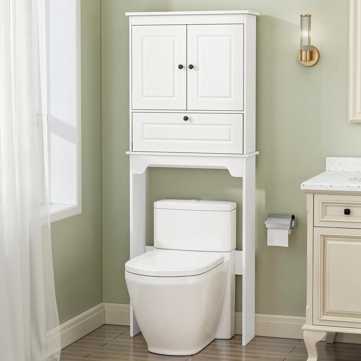 White Over The Toilet Storage Cabinet V5946