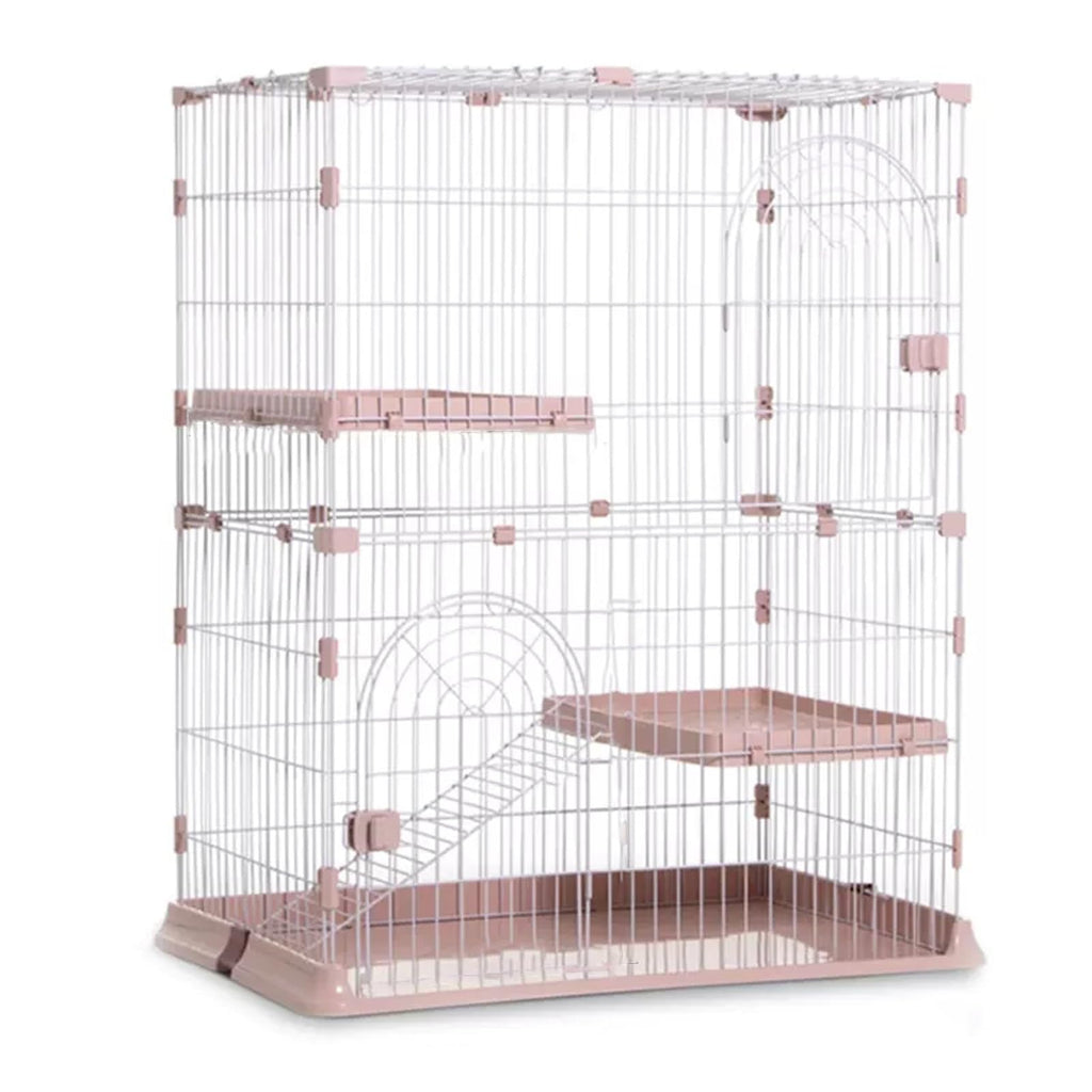 3/4-Tier Wire Cat Cage Playpen with Hammock and Platforms H536