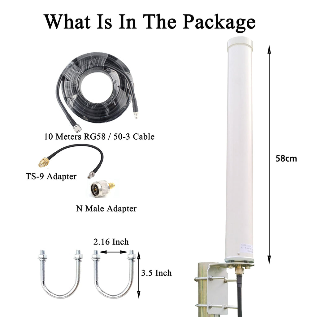 5G 4G LTE Omni-Directional Antenna 698-3800MHz 12dBi O268310