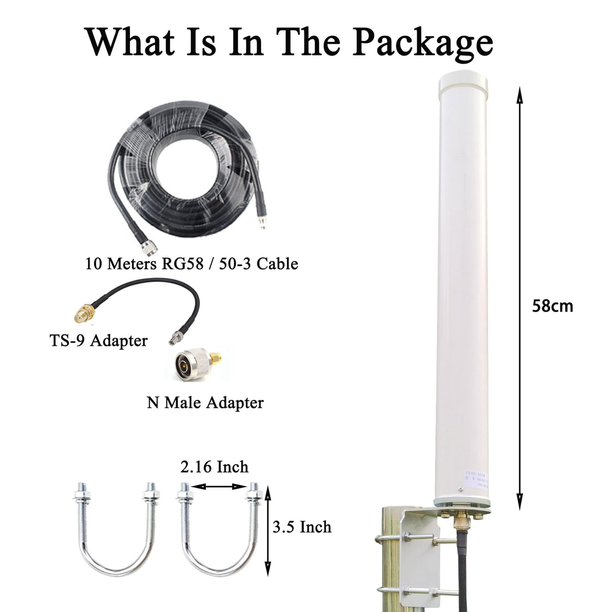 5G 4G LTE Omni-Directional Antenna 698-3800MHz 12dBi O268310