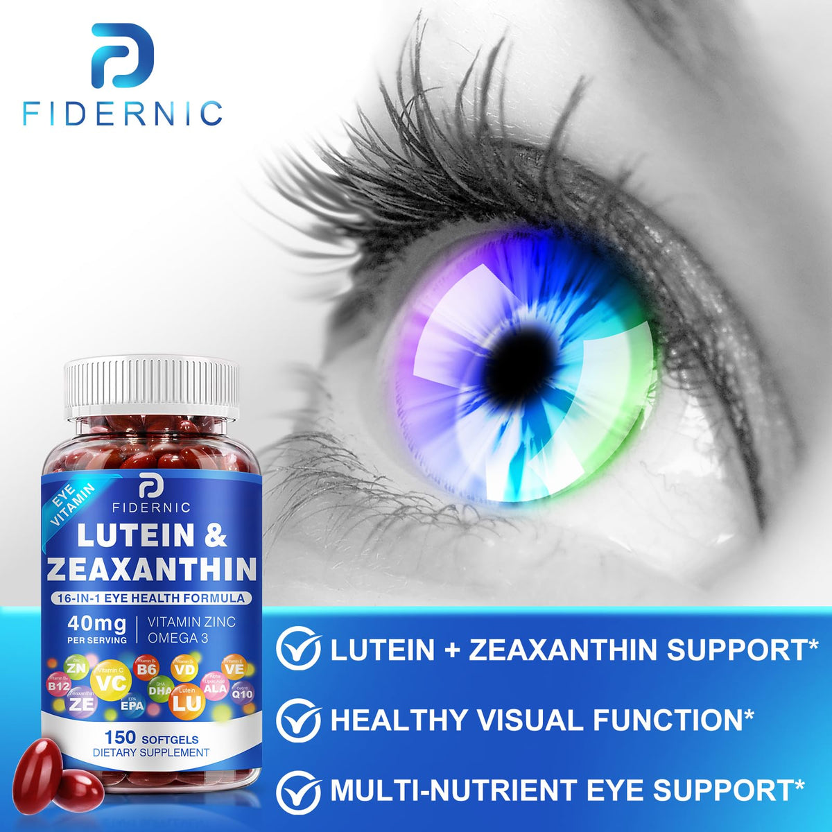 Lutein and Zeaxanthin Eye Vitamins 150 Softgels N989
