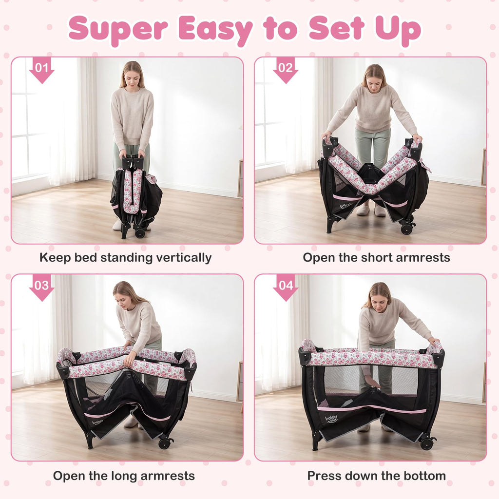 4 in 1 Pack and Play Portable Baby Playard with Bassinet J170