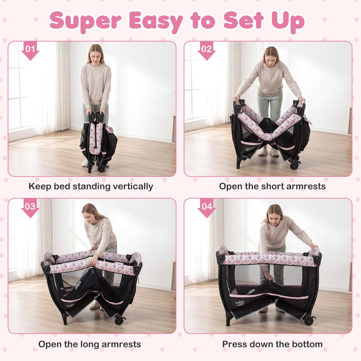 4 in 1 Pack and Play Portable Baby Playard with Bassinet J170