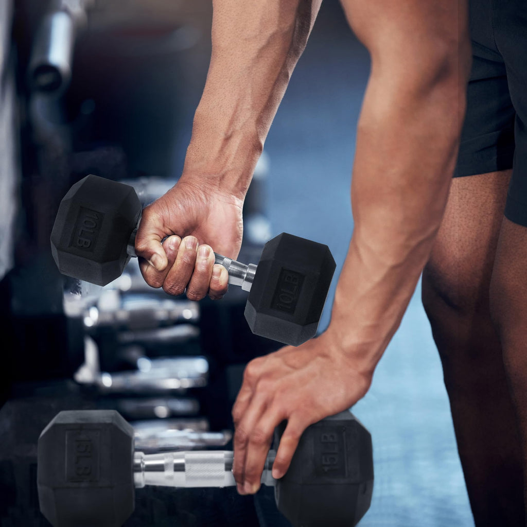 Rubber Encased Hex Dumbbells Q5383