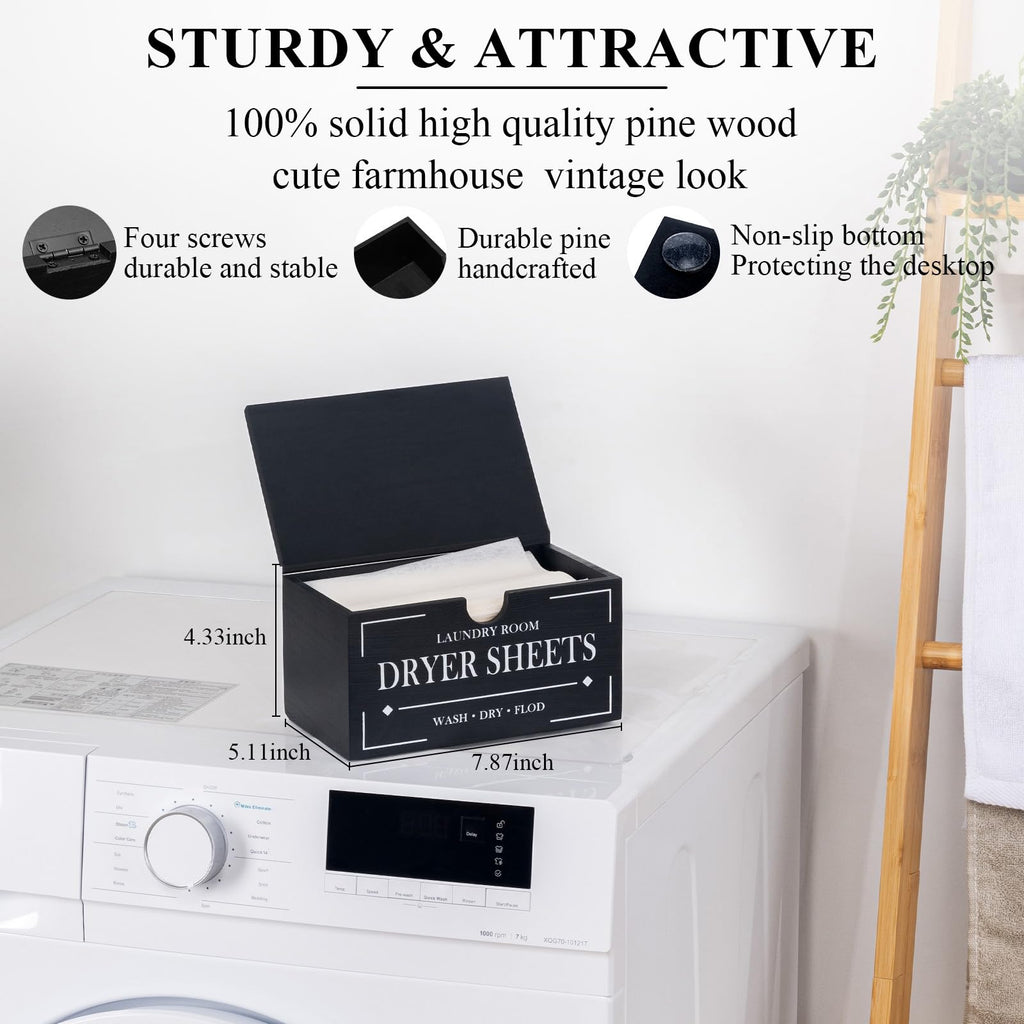 Black Dryer Sheet Holder with Lid F353404