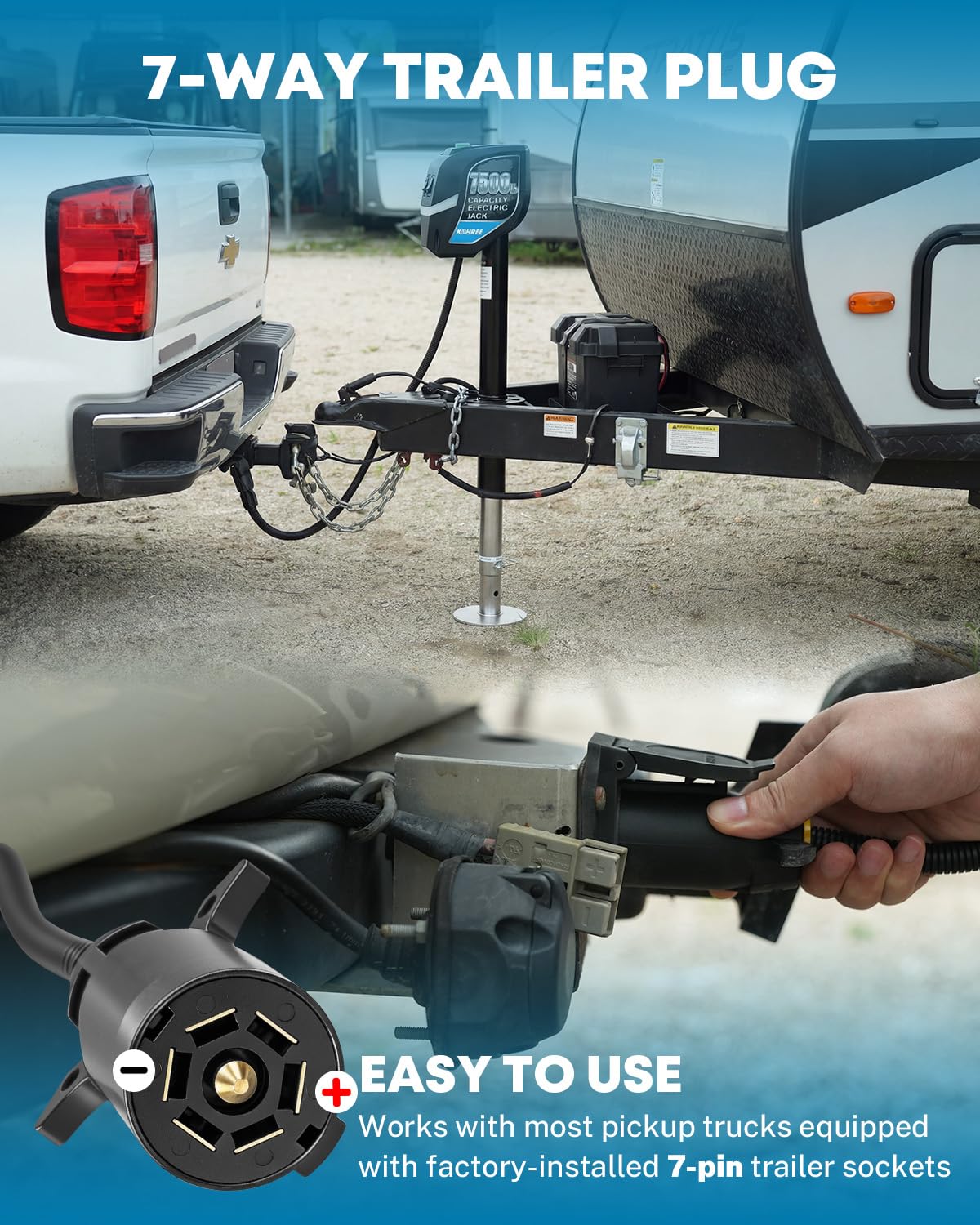 7500lbs Electric Trailer Jack with 7 Way Plug Z9049