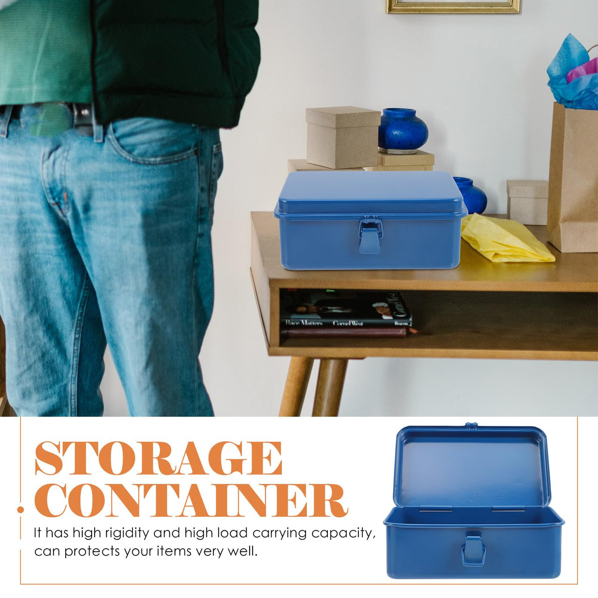 Blue Heavy Duty Portable Iron Toolbox Organizer R79468