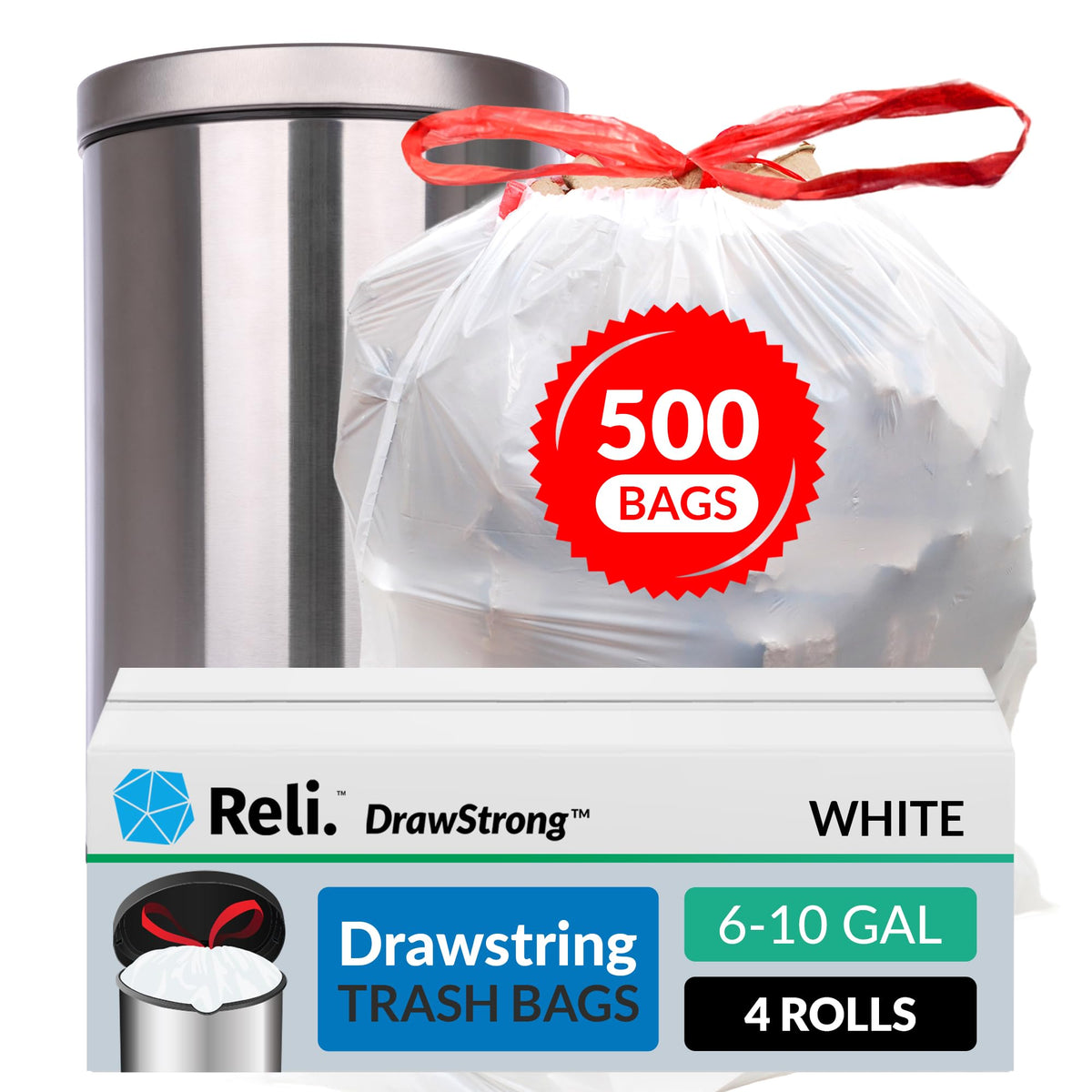 6-10 Gallon Drawstring Trash Bags 500 Count G668