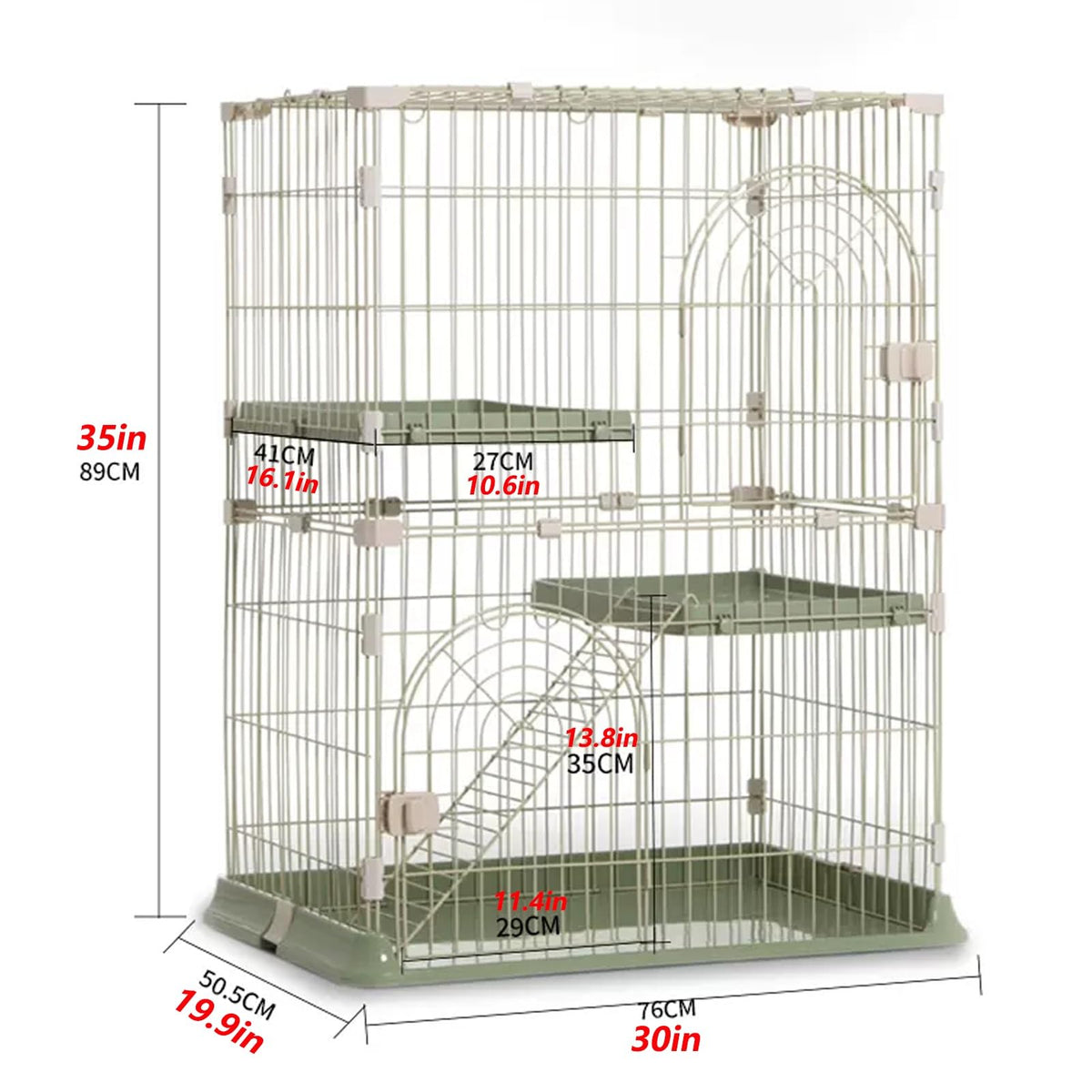 3/4-Tier Wire Cat Cage Playpen with Hammock and Platforms H536