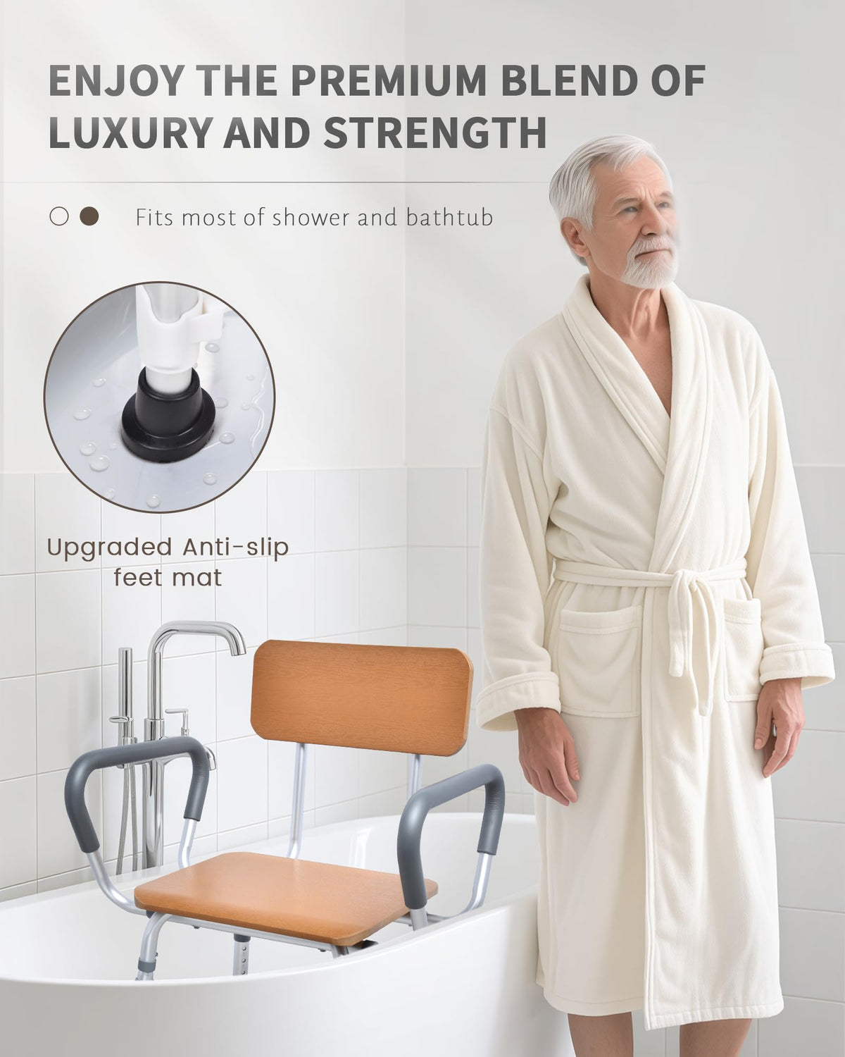 Height Adjustable Shower Chair with Arms and Back L4697