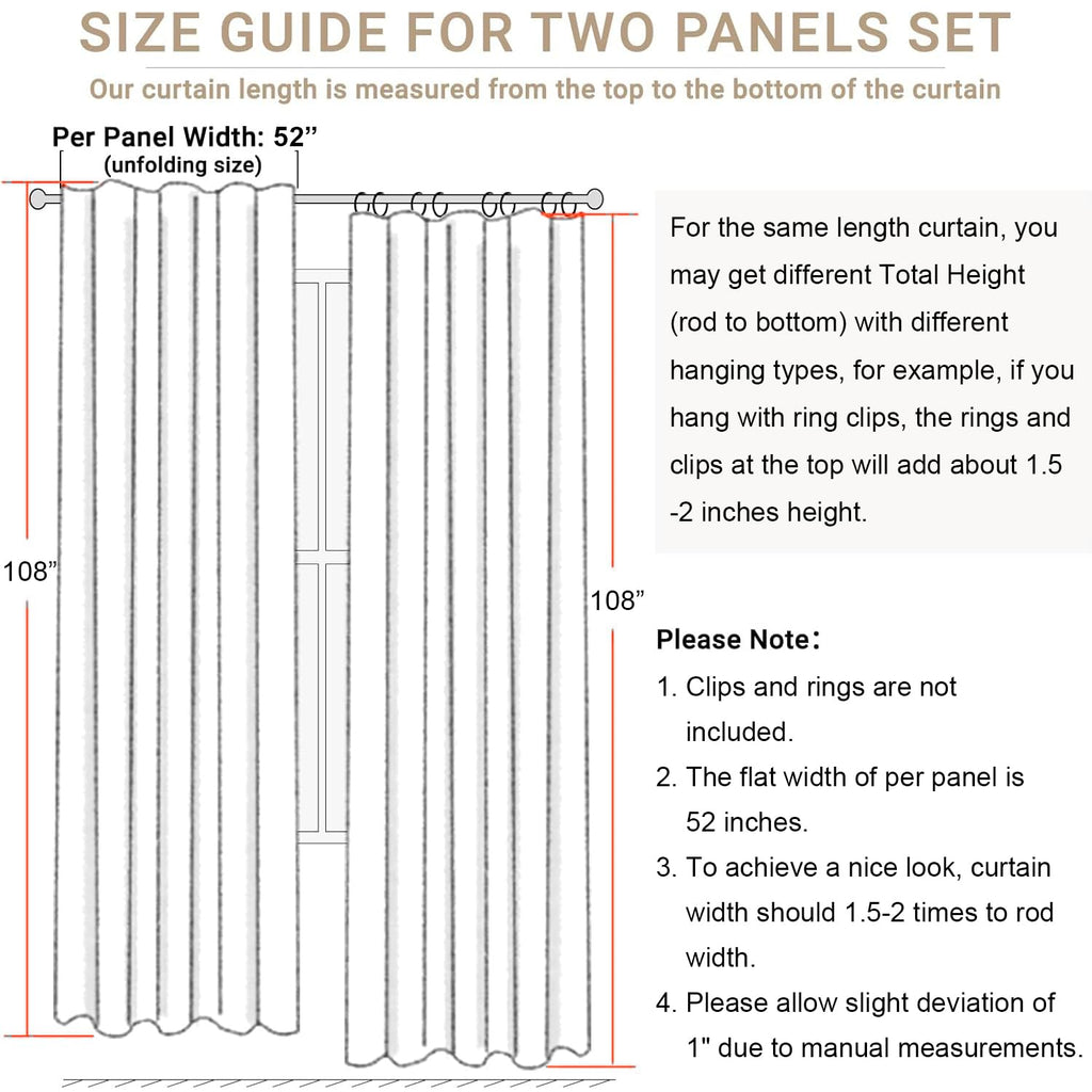 Light Blue Linen 108 Inch 2 Panel Curtain Set F103537