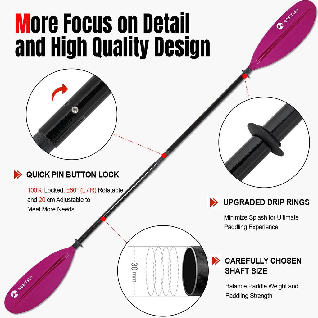 Adjustable Fiberglass Shaft PP Blade Kayak Paddle L9108
