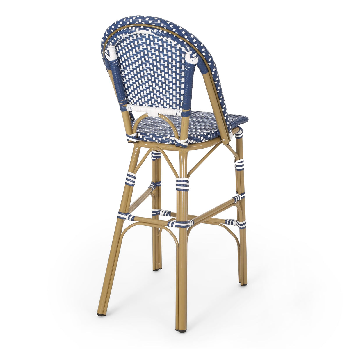 Set of 2 Teal Blue White Bar Stool with Aluminum J13743