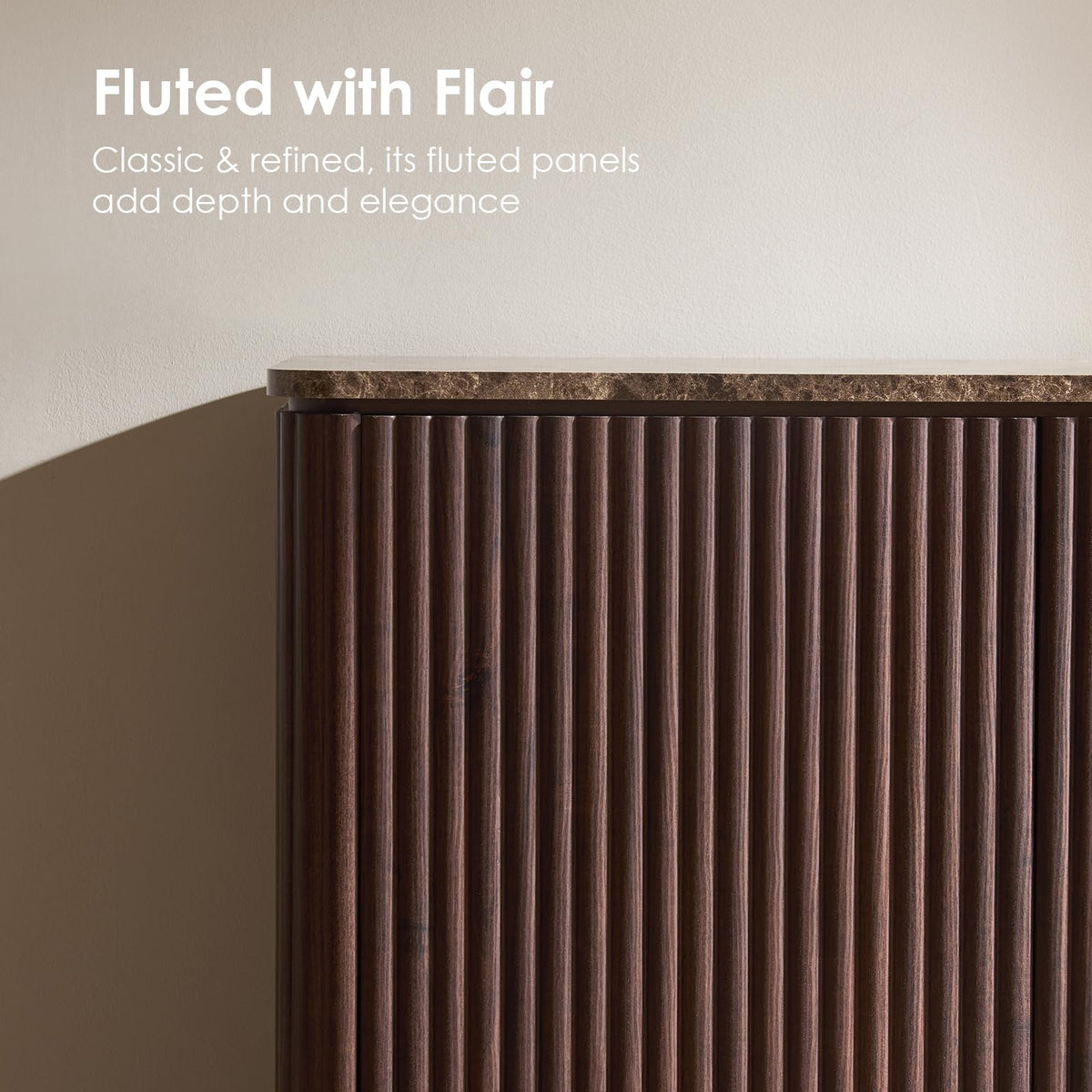 34" Dark Oak Fluted Sideboard Cabinet Z3911