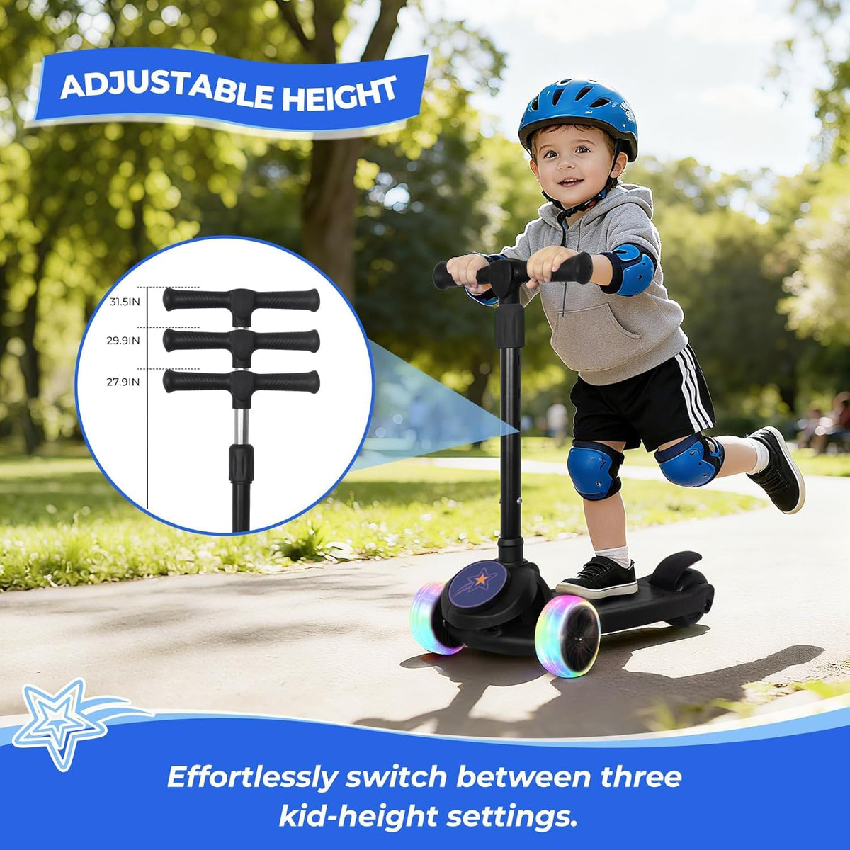 3 Wheel Kids Scooter with Light Up Wheels E694
