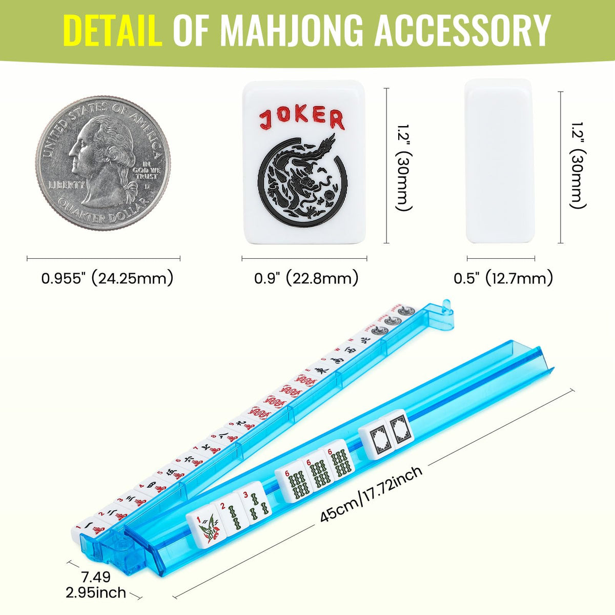 White 166 Tiles Mahjong Set with Blue Carrying Bag V90094