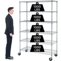 6-Tier Heavy Duty Steel Wire Shelving Unit with Wheels K1825