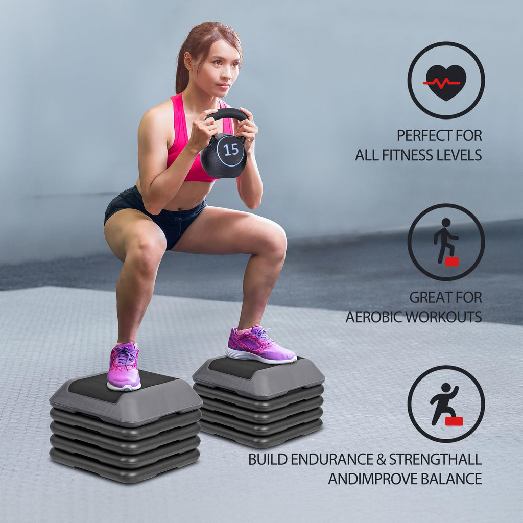 Adjustable Aerobic Step Platform with 4 Risers W5213