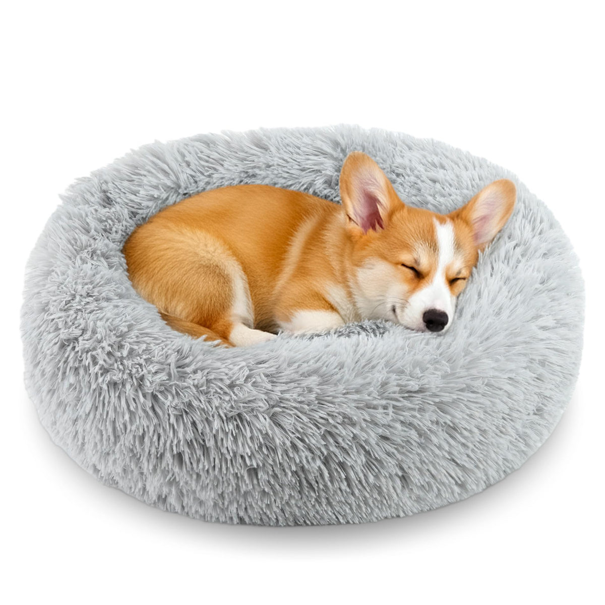 Round Fluffy Washable Anti-Anxiety Dog and Cat Bed E9120