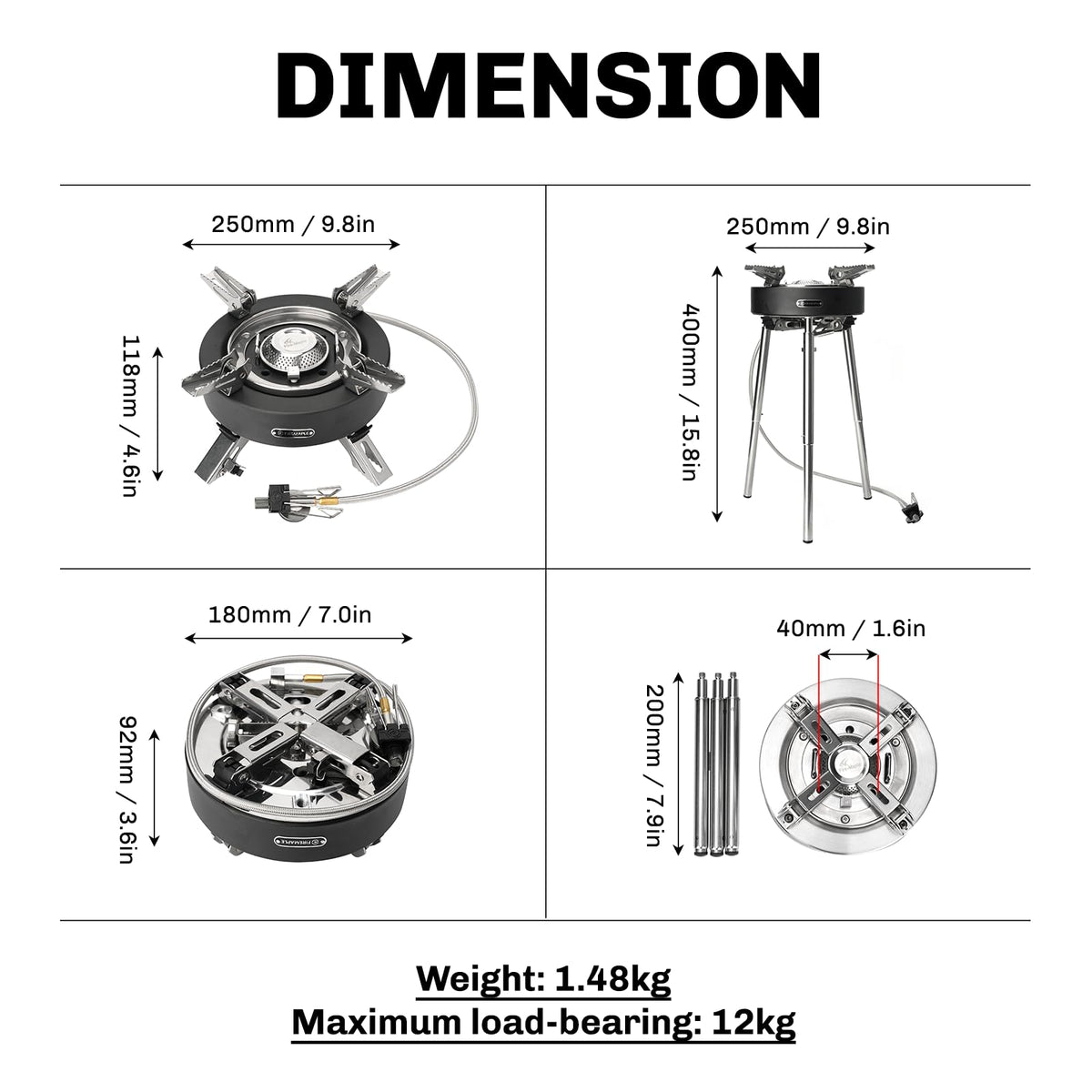 Camping Stove 4400W Gas Stove with Dual Preheating Tube X383