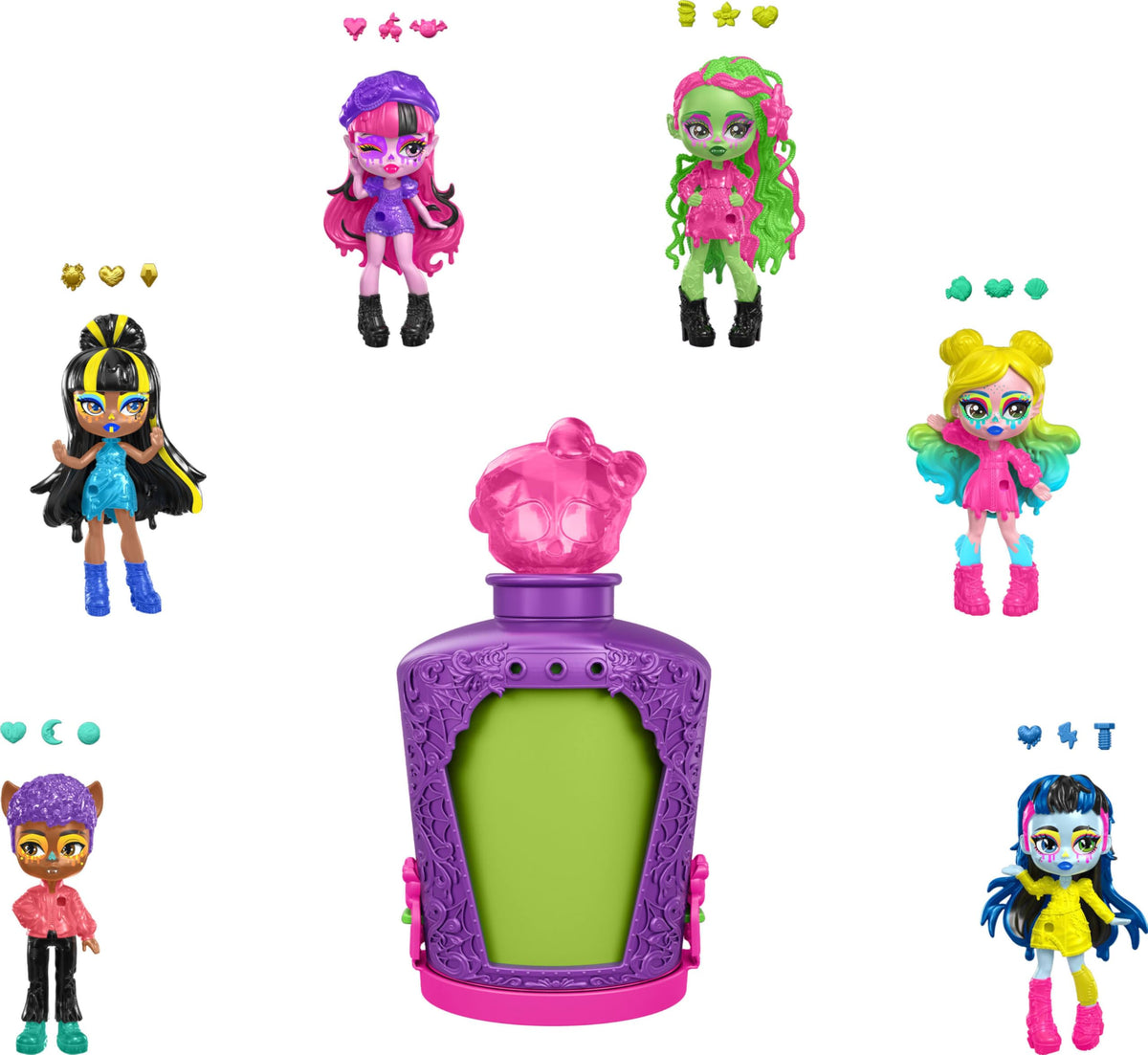 Mini Dolls and Accessories with Water Reveal & Charms E54094