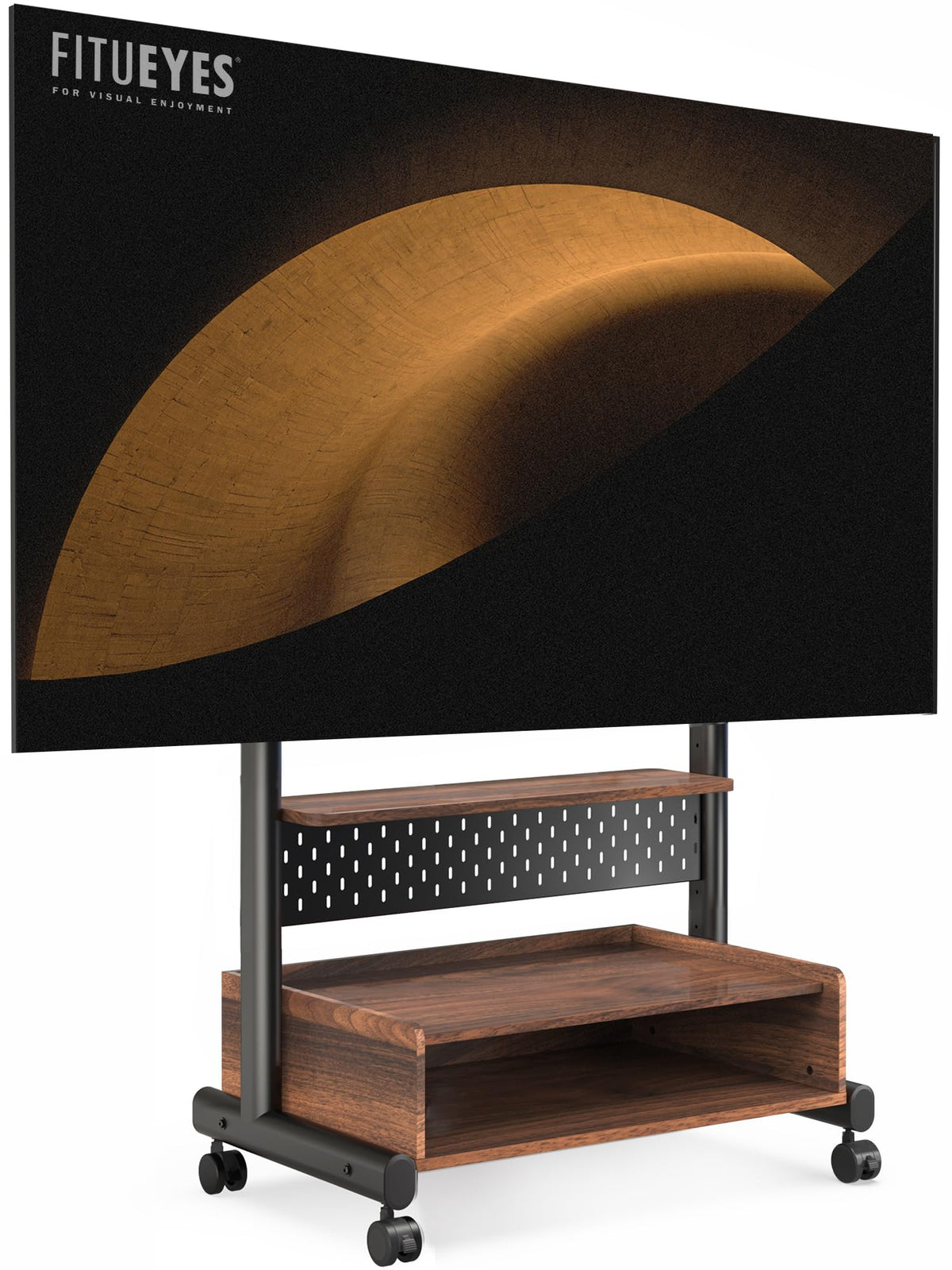 Rolling TV Floor Stand for 40-85in TVs, Height-Adjustable, Walnut H808966