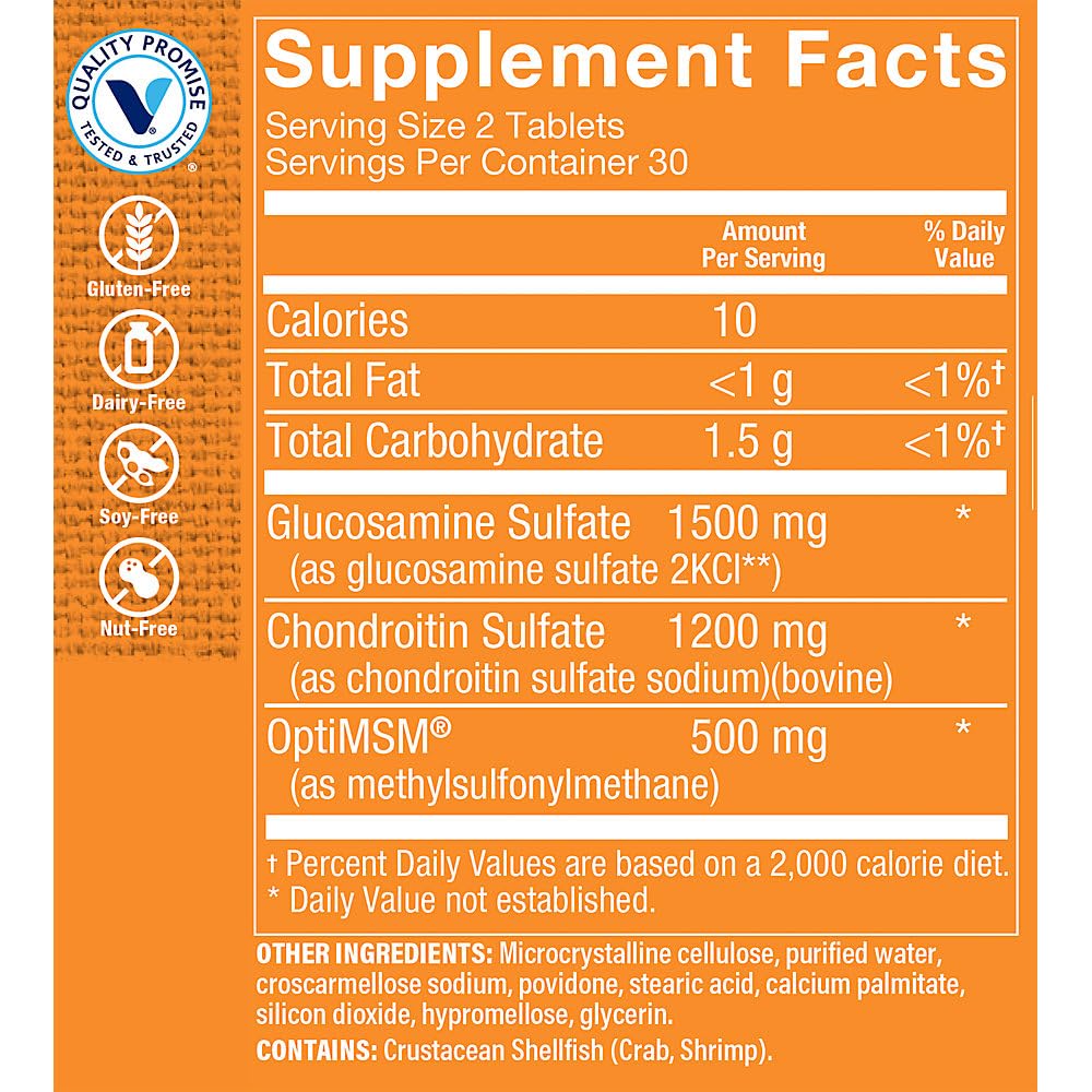 Triple Strength Glucosamine Chondroitin with MSM 1,500 MG 60 Tablets N362