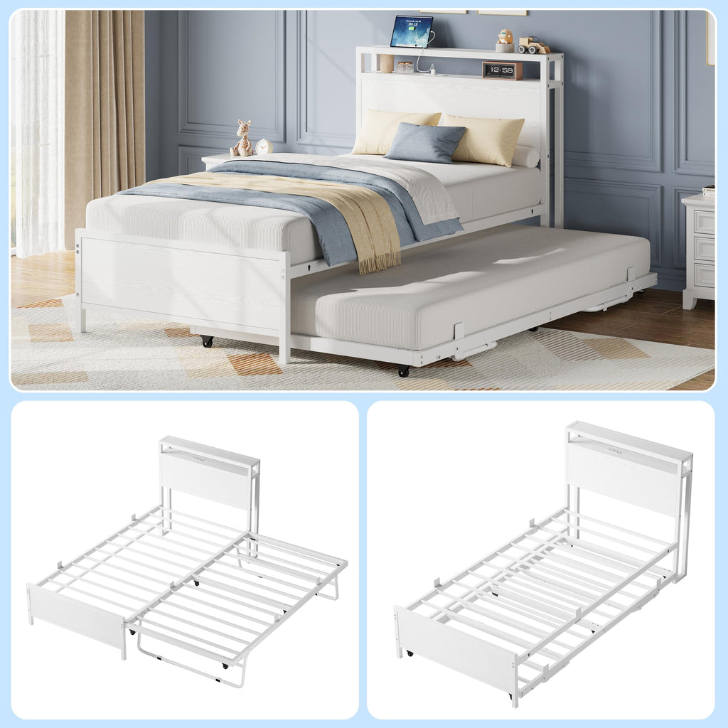 Twin Daybed with Trundle Bed and Storage Headboard U364200